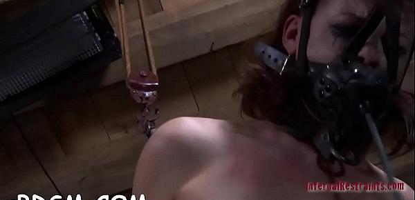  Handcuffed beauty craves hardcore torturing for her cunt